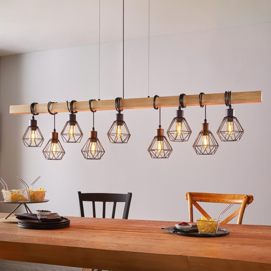 Eglo - Hängeleuchte an Schnur TOWNSHEND 9xE27/60W/230V - FSC-zertifiziert