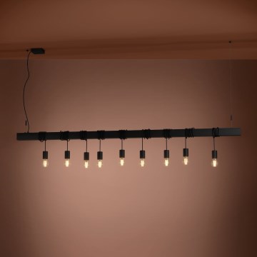 Eglo - Hängeleuchte TOWNSHEND 9xE27/40W/230V schwarz