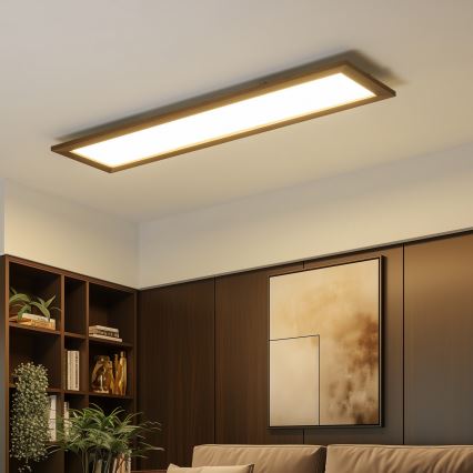 Eglo - LED-Anbaupanel SALOBRENA-RW WOOD LED/34W/230V 2700/4000K 124x34 cm dunkelbraun