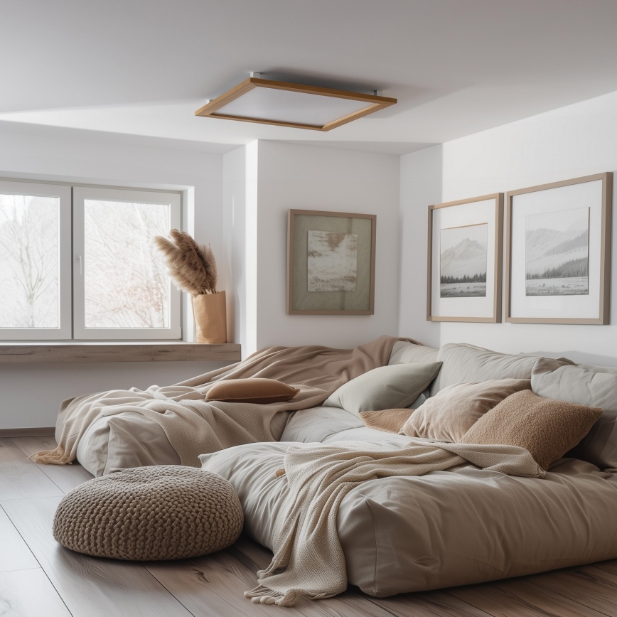 Eglo - LED-Anbaupanel SALOBRENA-RW WOOD LED/34W/230V 2700/4000K 64x64 cm braun