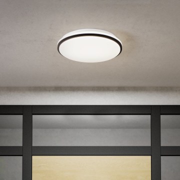 Eglo - LED-Badezimmer-Deckenleuchte, 18 W, 230 V, 3000/4000/6500 K, Ø 34 cm, IP54, schwarz
