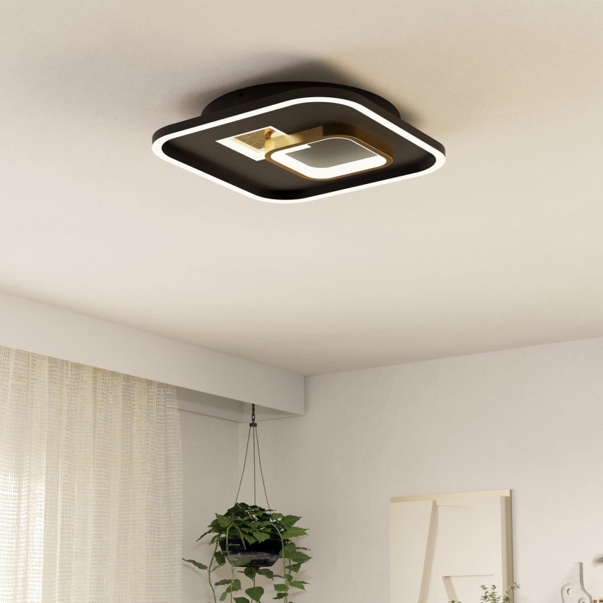 Eglo - LED-Deckenleuchte 1xLED/16,2W/230V + 1xLED/9,2W 38x38 cm schwarz/golden