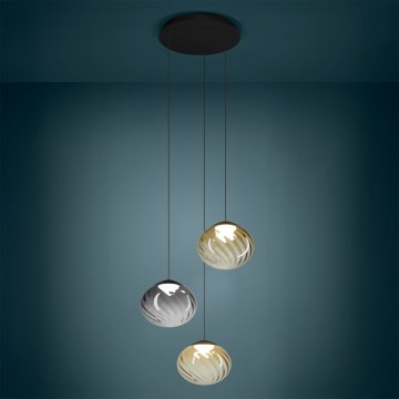 Eglo - LED dimmbare Pendelleuchte an Seil 3xLED/5,8W/230V 2200-6500K schwarz/beige/rauchfarben + Fernbedienung