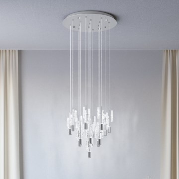 Eglo - LED-Hängeleuchte an Seil 15xLED/2,6W/230V 2200/3000/4000K glänzender Chrom