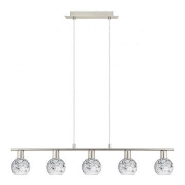 Eglo - LED Hängeleuchte an Seil MY CHOICE 5xE14/4W/230V mattchrom/weiß/schwarz