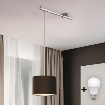 Eglo - LED-Hängeleuchte CALCENA 1xE27/60W/230V Chrom/braun