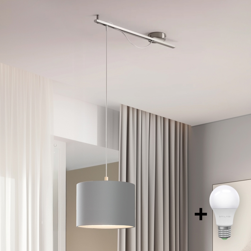 Eglo - LED-Hängeleuchte CALCENA 1xE27/60W/230V Chrom/grau