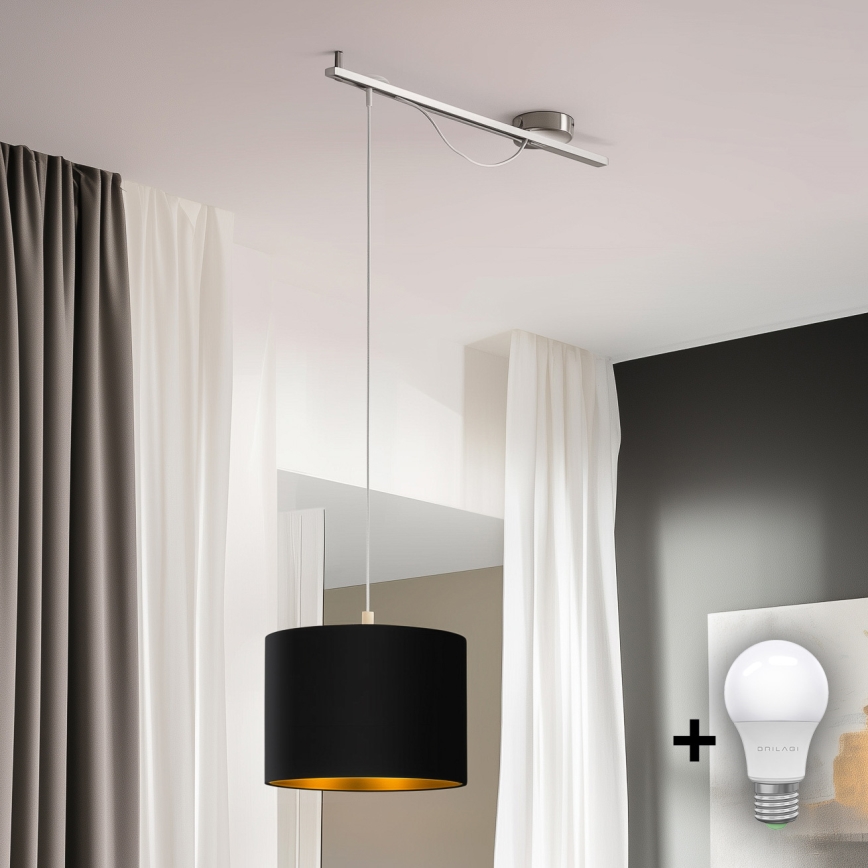 Eglo - LED-Hängeleuchte CALCENA 1xE27/60W/230V Chrom/schwarz