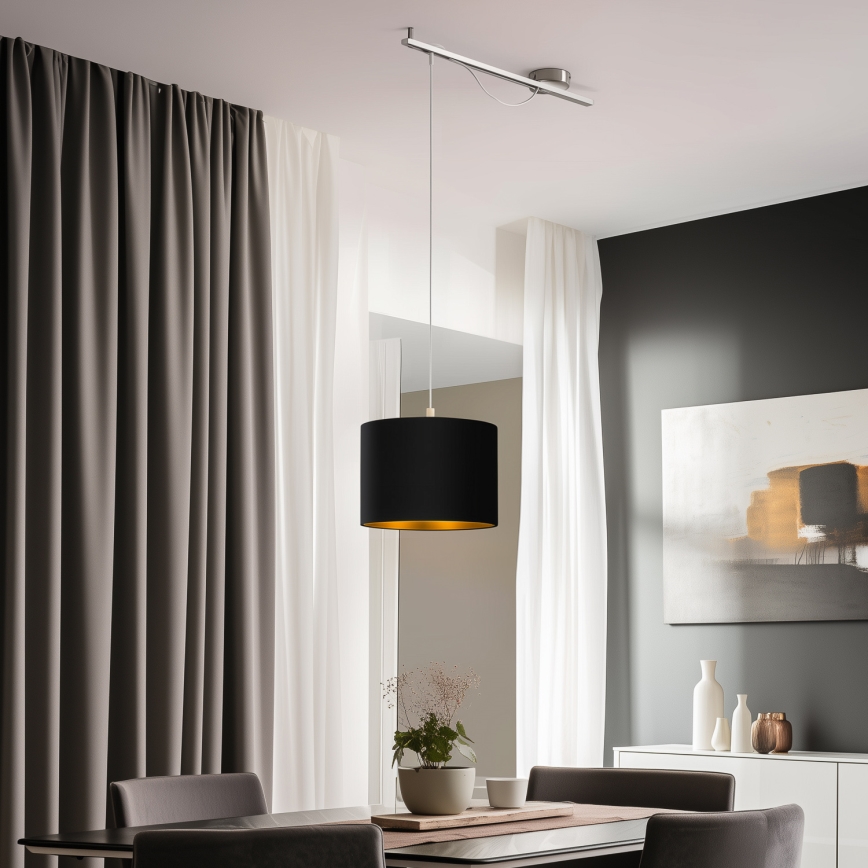 Eglo - LED-Hängeleuchte CALCENA 1xE27/60W/230V Chrom/schwarz