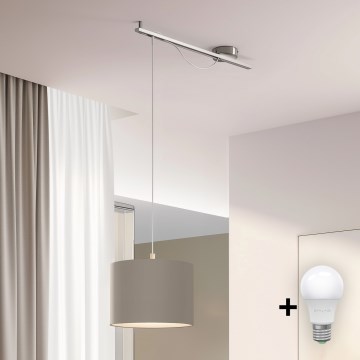 Eglo - LED-Hängeleuchte CALCENA 1xE27/60W/230V Chrom/taupe