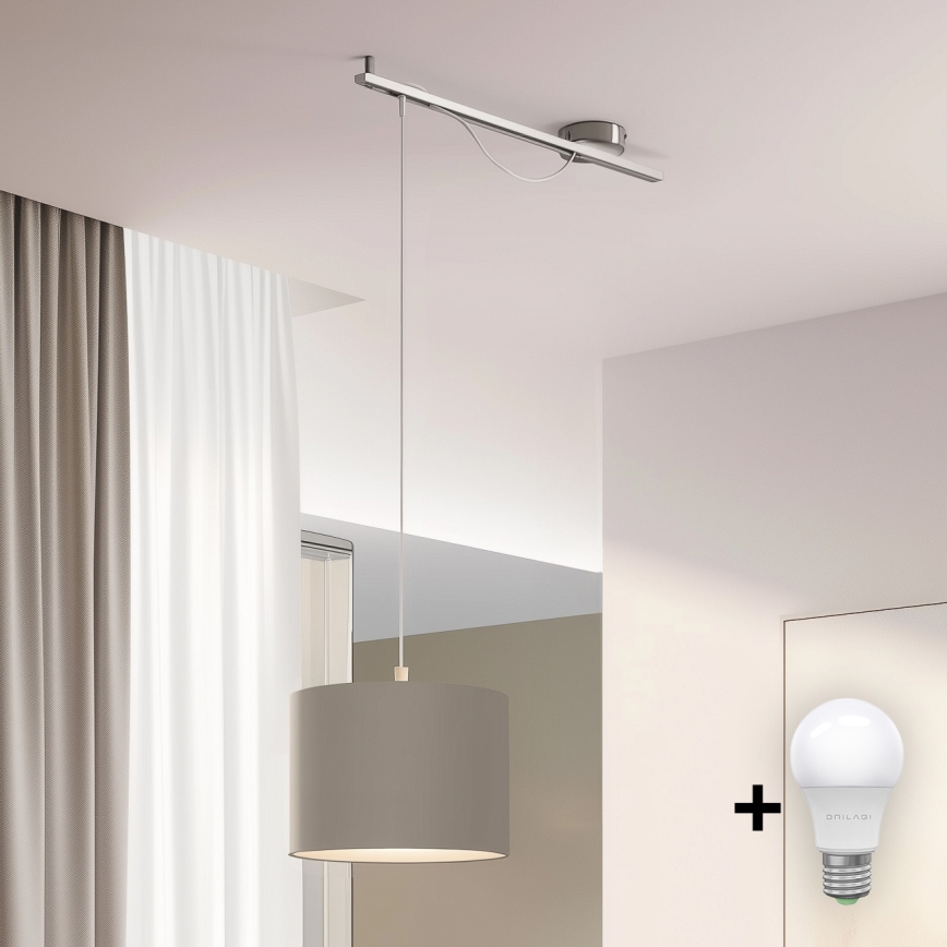 Eglo - LED-Hängeleuchte CALCENA 1xE27/60W/230V Chrom/taupe