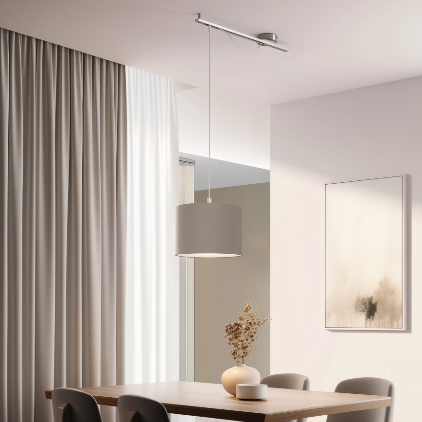 Eglo - LED-Hängeleuchte CALCENA 1xE27/60W/230V Chrom/taupe