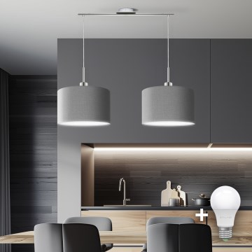 Eglo - LED-Hängeleuchte TUNJA 2xE27/60W/230V grau