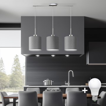 Eglo - LED-Hängeleuchte TUNJA 3xE27/60W/230V grau
