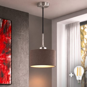 Eglo - LED-Pendelleuchte am Kabel TUNJA 1xE27/60W/230V Ø 20 cm braun/schwarz