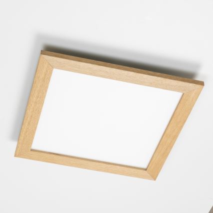 Eglo - LED RGB dimmbares aufgesetztes Panel SALOBRENA-C WOOD LED/24W/230V 2700-6500K 49,5x49,5 cm Braun + Fernbedienung