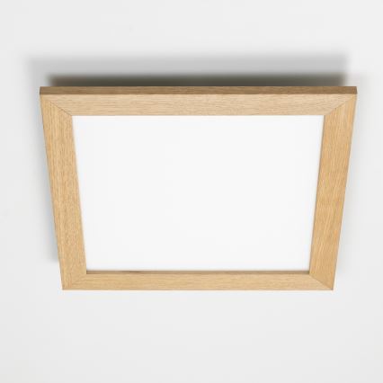 Eglo - LED RGB dimmbares aufgesetztes Panel SALOBRENA-C WOOD LED/24W/230V 2700-6500K 49,5x49,5 cm Braun + Fernbedienung