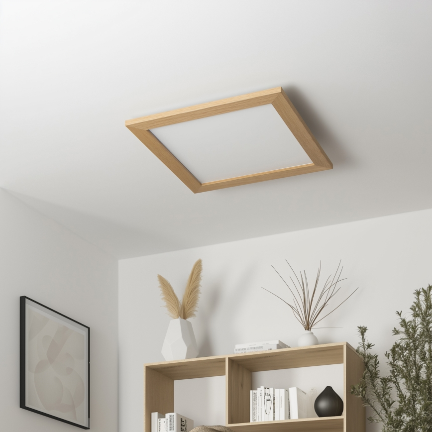 Eglo - LED RGB dimmbares aufgesetztes Panel SALOBRENA-C WOOD LED/24W/230V 2700-6500K 49,5x49,5 cm Braun + Fernbedienung
