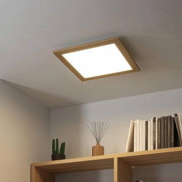 Eglo - LED RGB dimmbares aufgesetztes Panel SALOBRENA-C WOOD LED/24W/230V 2700-6500K 49,5x49,5 cm Braun + Fernbedienung