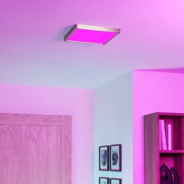 Eglo - LED RGBW Badezimmer-Deckenleuchte, dimmbar, LED/13,5W/230V 2700-6500K 29,5x29,5 cm IP44 mattchrom