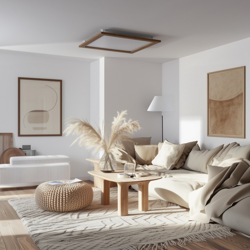 Eglo - LED RGBW dimmbares Aufbaulichtpanel SALOBRENA-C WOOD LED/34W/230V 2700-6500K 64x64 cm braun + Fernbedienung