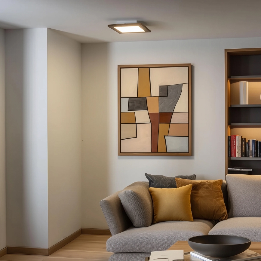 Eglo - LED RGBW dimmbares Aufbaulicht SALOBRENA-C WOOD LED/16W/230V 2700-6500K 34x34 cm braun + Fernbedienung