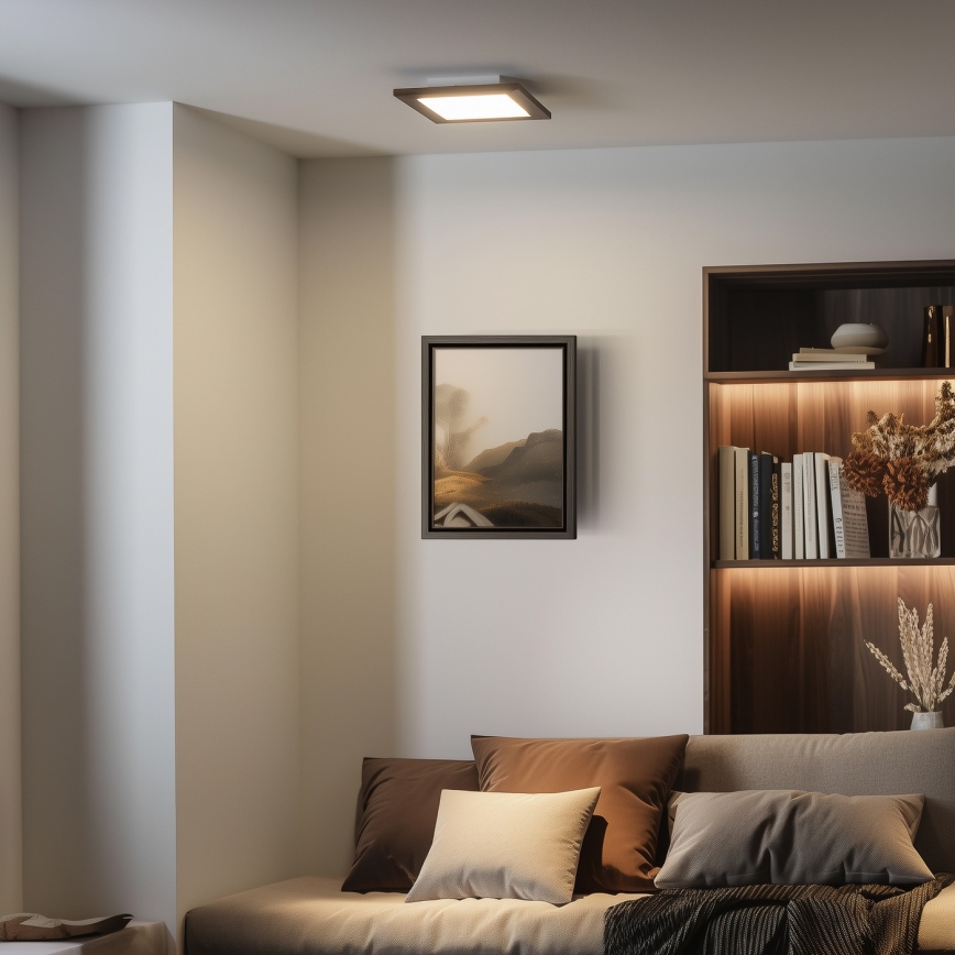 Eglo - LED RGBW dimmbares Aufbaulicht SALOBRENA-C WOOD LED/16W/230V 2700-6500K 34x34 cm dunkelbraun + Fernbedienung