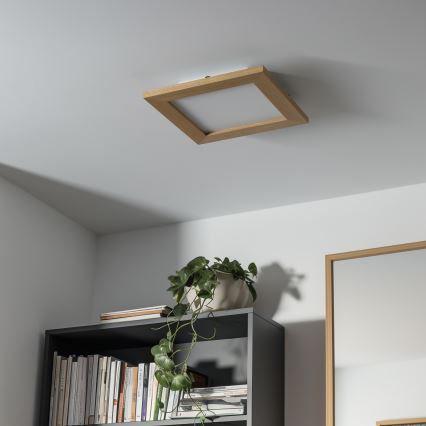 Eglo - LED RGBW dimmbares Aufbaulicht SALOBRENA-C WOOD LED/16W/230V 2700-6500K 34x34 cm braun + Fernbedienung