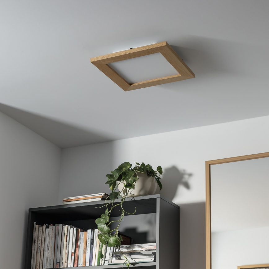 Eglo - LED RGBW dimmbares Aufbaulicht SALOBRENA-C WOOD LED/16W/230V 2700-6500K 34x34 cm braun + Fernbedienung