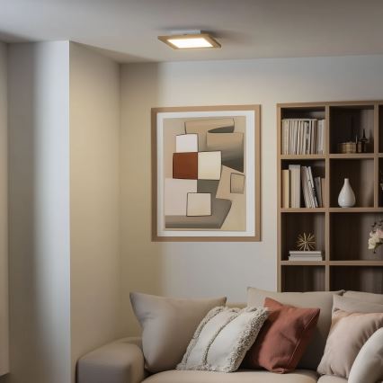 Eglo - LED RGBW dimmbares Aufbaulicht SALOBRENA-C WOOD LED/16W/230V 2700-6500K 34x34 cm braun + Fernbedienung