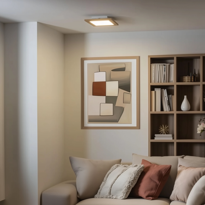 Eglo - LED RGBW dimmbares Aufbaulicht SALOBRENA-C WOOD LED/16W/230V 2700-6500K 34x34 cm braun + Fernbedienung