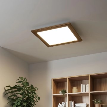 Eglo - LED RGBW dimmbares Aufbaulichtpanel SALOBRENA-C WOOD LED/21W/230V 2700-6500K 49,5x49,5 cm braun + Fernbedienung