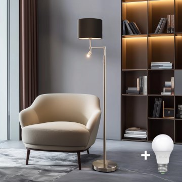 Eglo - LED-Stehleuchte TUNJA 1xE27/60W/230V + LED/2,1W d 30 cm matt Chrom/braun