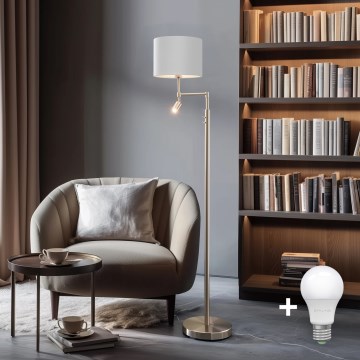 Eglo - LED-Stehleuchte TUNJA 1xE27/60W/230V + LED/2,1W d 30 cm matt Chrom/weiß
