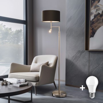 Eglo - LED-Stehleuchte TUNJA 1xE27/60W/230V + LED/2,1W d 38 cm matt Chrom/braun
