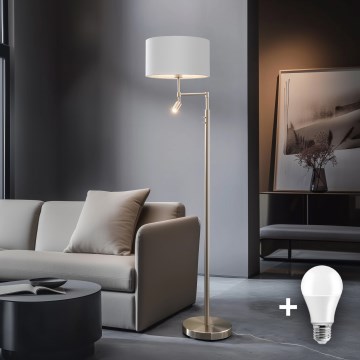 Eglo - LED-Stehleuchte TUNJA 1xE27/60W/230V + LED/2,1W Ø 38 cm mattchrom/weiß