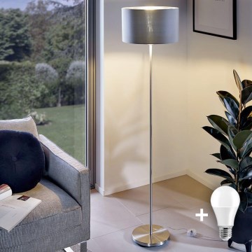 Eglo - LED-Stehleuchte TUNJA 1xE27/60W/230V matt Chrom/grau