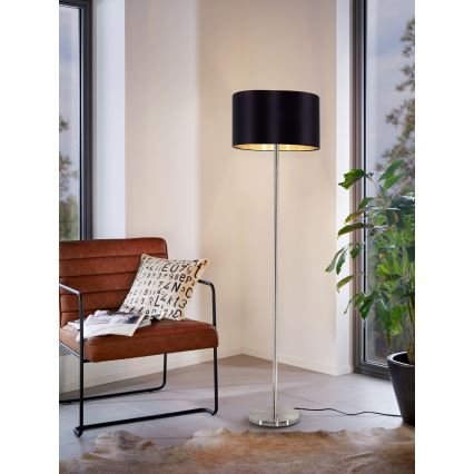 Eglo - LED-Stehleuchte TUNJA 1xE27/60W/230V matt Chrom/schwarz