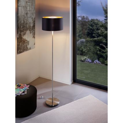 Eglo - LED-Stehleuchte TUNJA 1xE27/60W/230V matt Chrom/schwarz