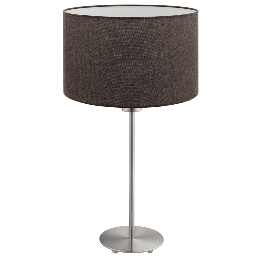 Eglo - LED Tischlampe TUNJA 1xE27/60W/230V 38,5 cm mattchrom/braun