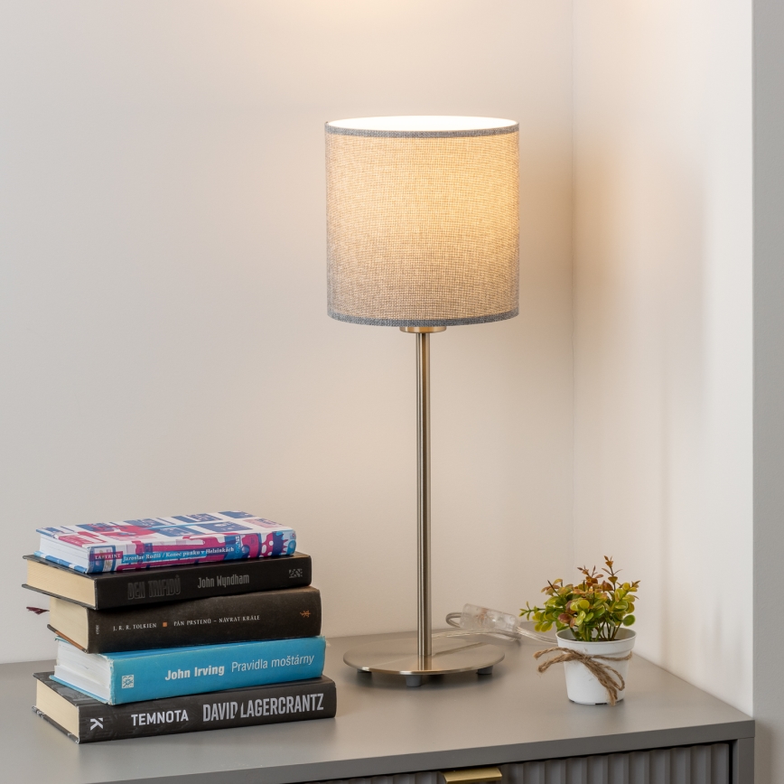 Eglo - LED  Tischlampe TUNJA 1xE27/60W/230V 38,5 cm mattchrom/grau