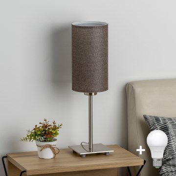 Eglo - LED-Tischleuchte TUNJA 1xE27/60W/230V 26,5 cm matt Chrom/braun