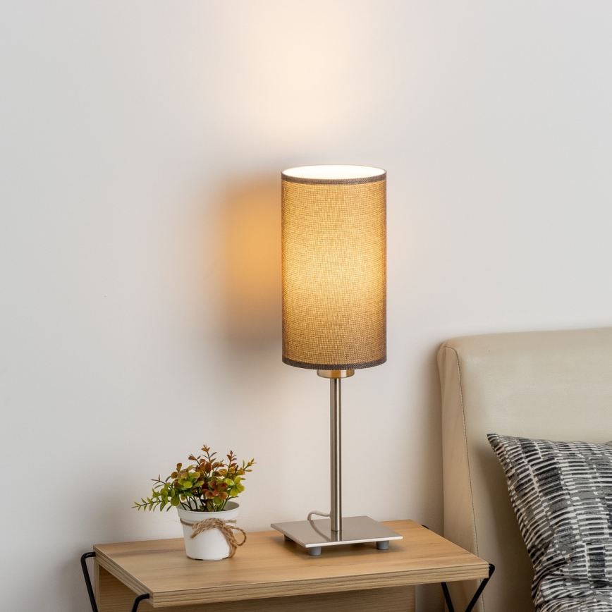 Eglo - LED-Tischleuchte TUNJA 1xE27/60W/230V 26,5 cm matt Chrom/braun