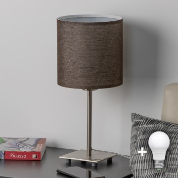 Eglo - LED-Tischleuchte TUNJA 1xE27/60W/230V 26,5 cm matt Chrom/braun