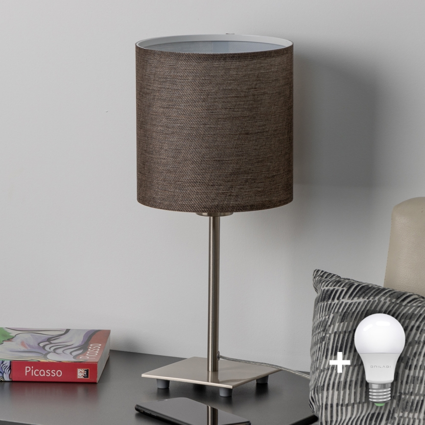 Eglo - LED-Tischleuchte TUNJA 1xE27/60W/230V 26,5 cm matt Chrom/braun