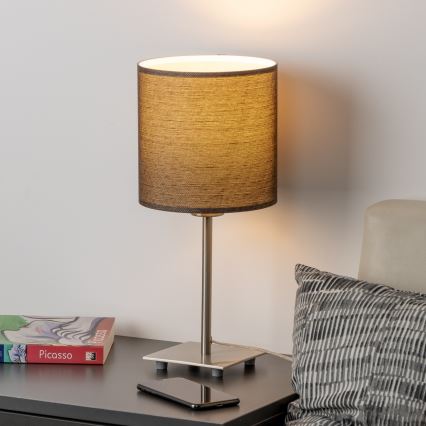 Eglo - LED-Tischleuchte TUNJA 1xE27/60W/230V 26,5 cm matt Chrom/braun