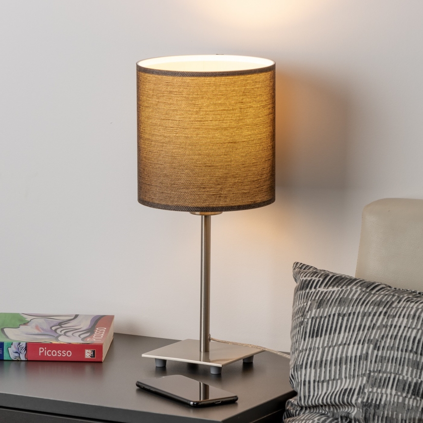 Eglo - LED-Tischleuchte TUNJA 1xE27/60W/230V 26,5 cm matt Chrom/braun