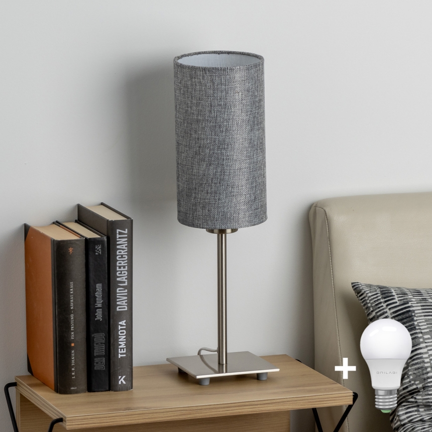 Eglo - LED-Tischleuchte TUNJA 1xE27/60W/230V 26,5 cm matt Chrom/grau