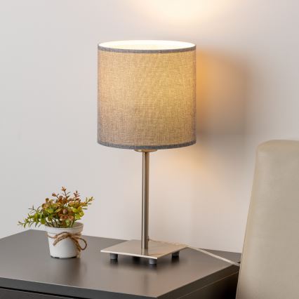 Eglo - LED-Tischleuchte TUNJA 1xE27/60W/230V 26,5 cm matt Chrom/grau