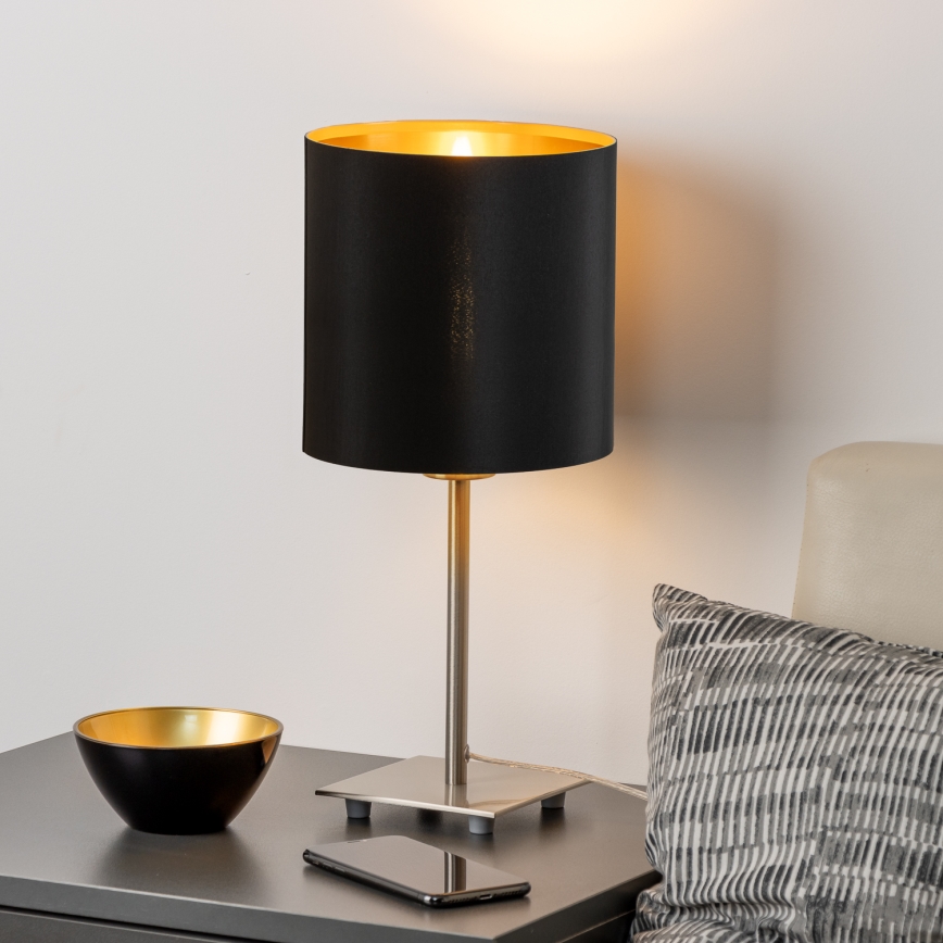 Eglo - LED-Tischleuchte TUNJA 1xE27/60W/230V 26,5 cm matt Chrom/schwarz